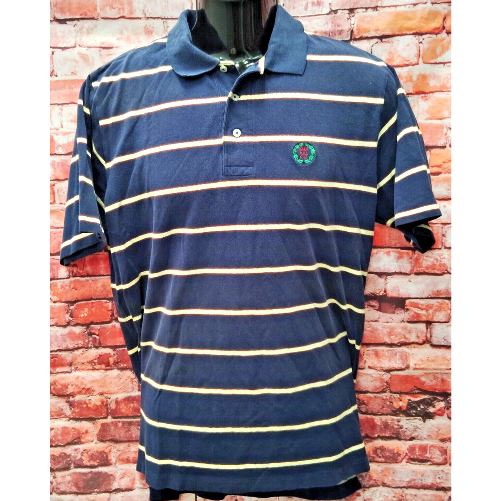 Polo Golf Ralph Lauren Polo Shirt Men's L Navy Striped Performance Short Sleeve